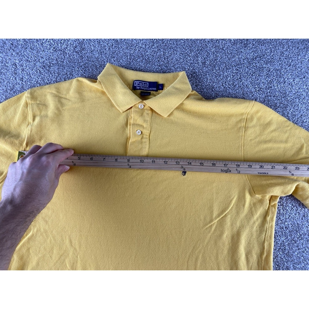 Polo Ralph Lauren Solid Yellow Polo Shirt Soft Cotton Mens L Blue Pony Preppy - Picture 5 of 7